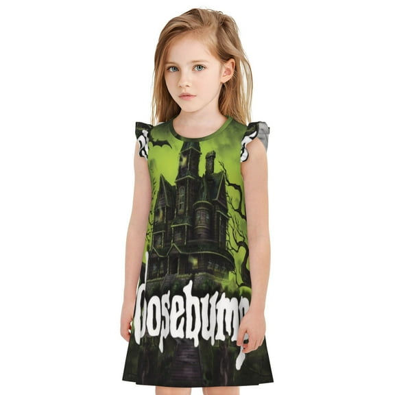Girls Goosebumps Princess Gown Dress Cartoon Printed Home Casual Wear Birthday Gift for Kids