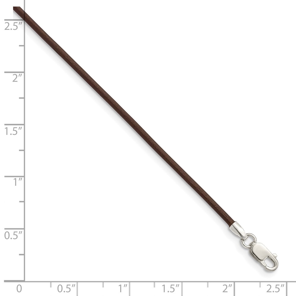 Diamond2Deal 925 Sterling Silver 1.5 mm Brown Leather Cord Necklace for Women 16"