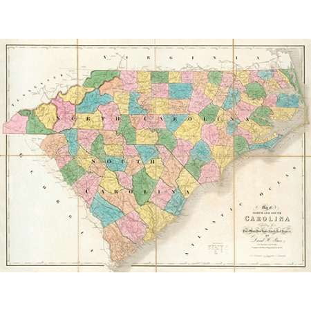Map of North and South Carolina, 1839 Poster Print by David Burr