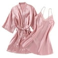 thumbnail image 2 of Delliss Women Trendy 2 Piece Nightgown Halter Dress And Satin Robe Pajama Casual Sleepwear, 2 of 9