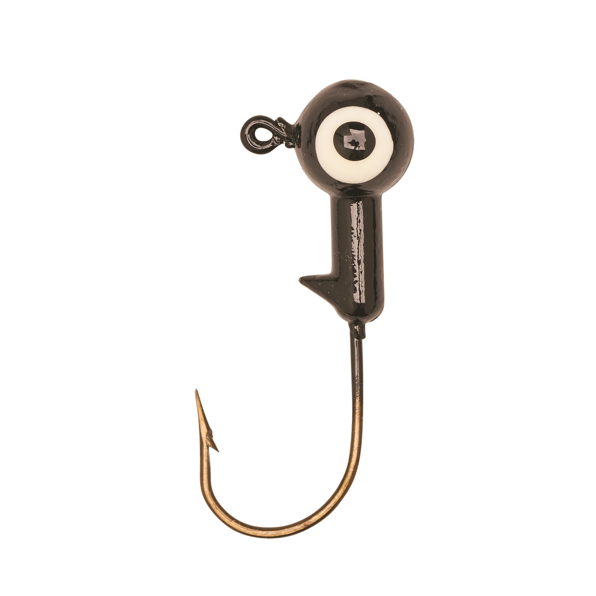 (2 pack) Eagle Claw Ball Head Fishing Jig, Black with White Eye, 1/8 oz., 10 Count