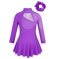 thumbnail image 2 of TiaoBug Kids Girls Rhinestone Figure Ice Roller Skating Dress with Hair Band Gymnastics Skirted Leotard Purple 12, 2 of 7