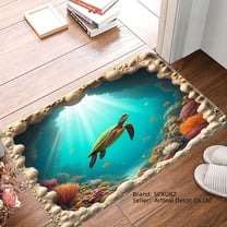 Spxubz Underwater Turtle Coral Reef Non Slip Flannel Floor Mat For Bathroom Kitchen Bedroom Decor 16x24 Inch
