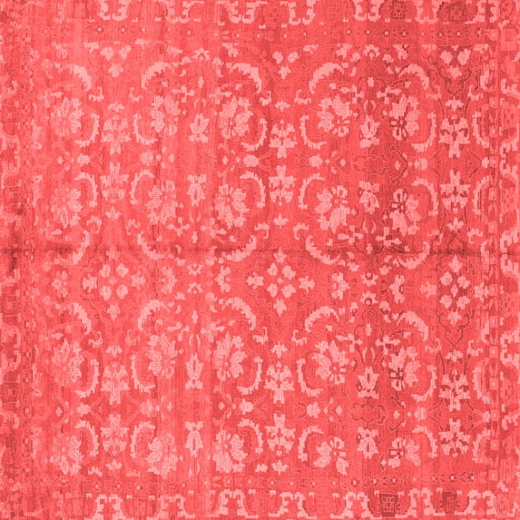 Ahgly Company Machine Washable Indoor Square Abstract Red Modern Area Rugs, 7' Square