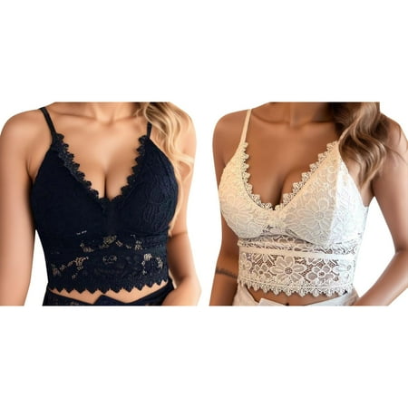 (2-Pack) Kcodviy Women Bra Crop Vest Bustier Corset Set for Women V Neck Plus Plus Size for Women Leather Size Wireless Underwear Camisole