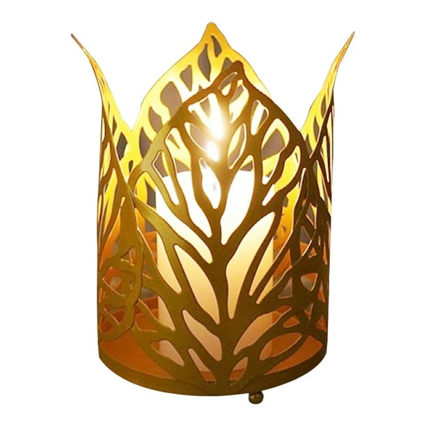 Porta Tealight Decoración de hueco de hierro para Dorado Gloria Portavelas candelita