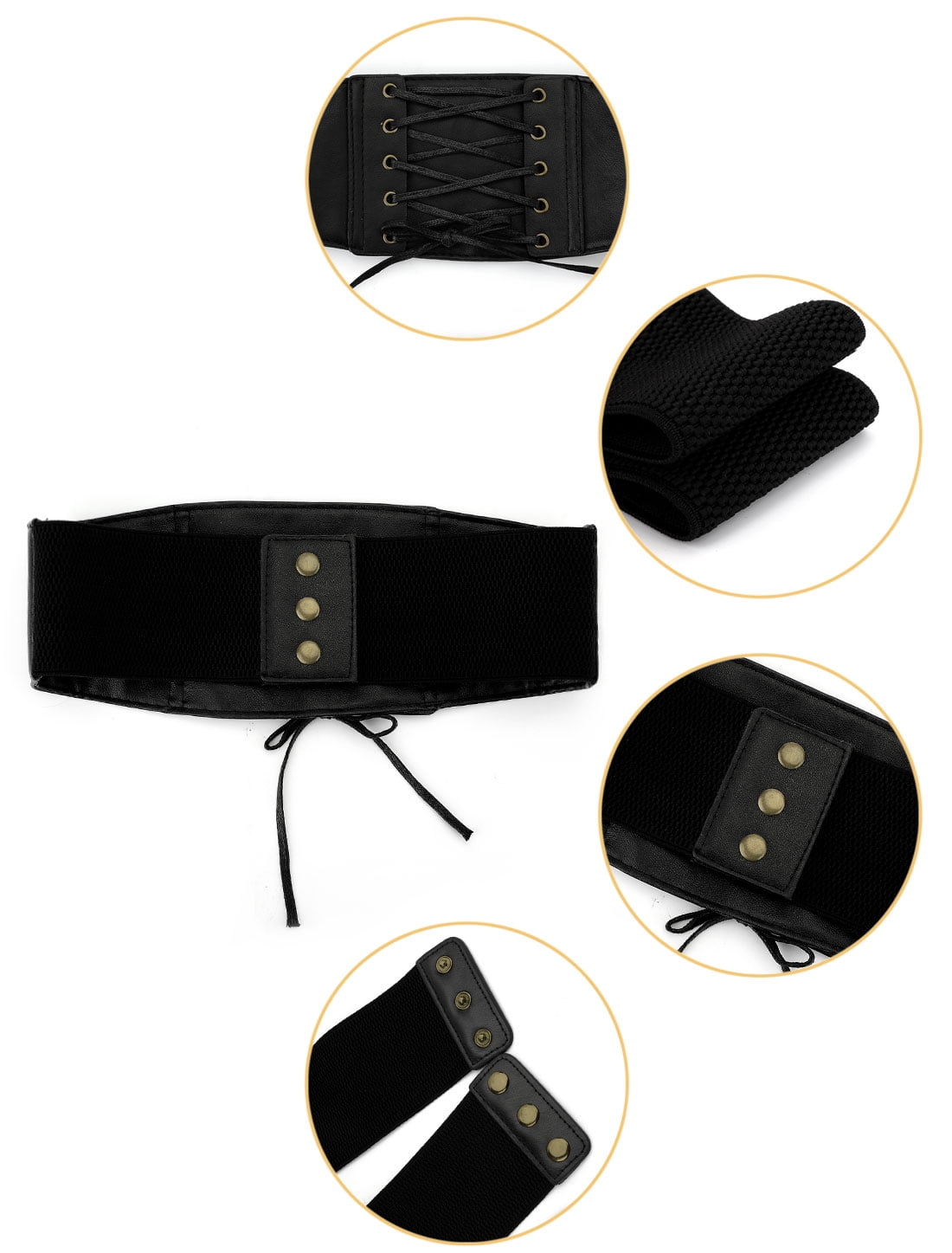 Unique Bargains Women Press Button Closure Corset Waist Laceup Cinch Belt Band