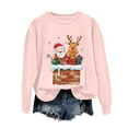 thumbnail image 5 of larppty Christmas Sweatshirts for Women Santa Claus Reindeer Gifts Graphic Crewneck Pullover Xmas Holiday Top for Party （Pink, XXL）, 5 of 6
