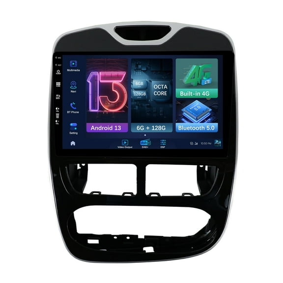 Sehmtoo 2 Din 10in QLED Touch Screen Android Car Stereo For Renault Clio 4 2012-2016 - [6GB 128GB] - Built-in 4G/DAB /DSP/Carplay - Free Camera -Support GPS DAB WIFI BT SWC Head unit