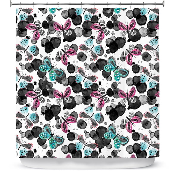 Shower Curtains 70" x 73" from DiaNoche Designs by Zara Martina - Inky Butterflies
