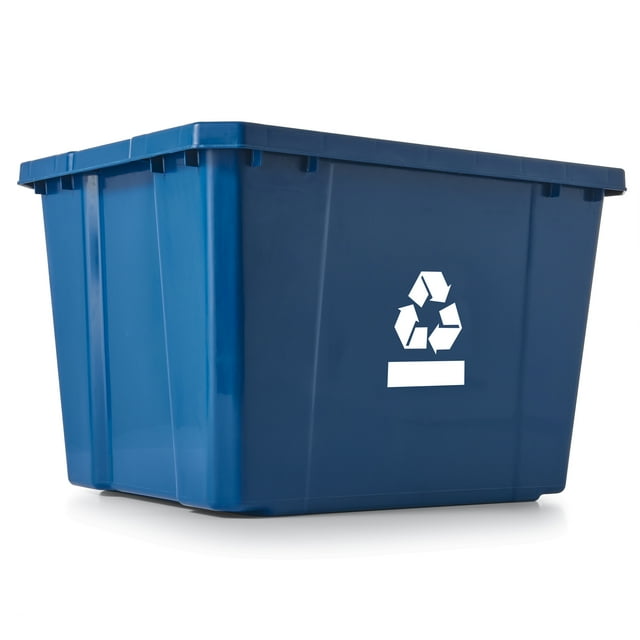 Gracious Living Medium Curbside Blue Box Plastic 17 Gal Home Recycling Bin
