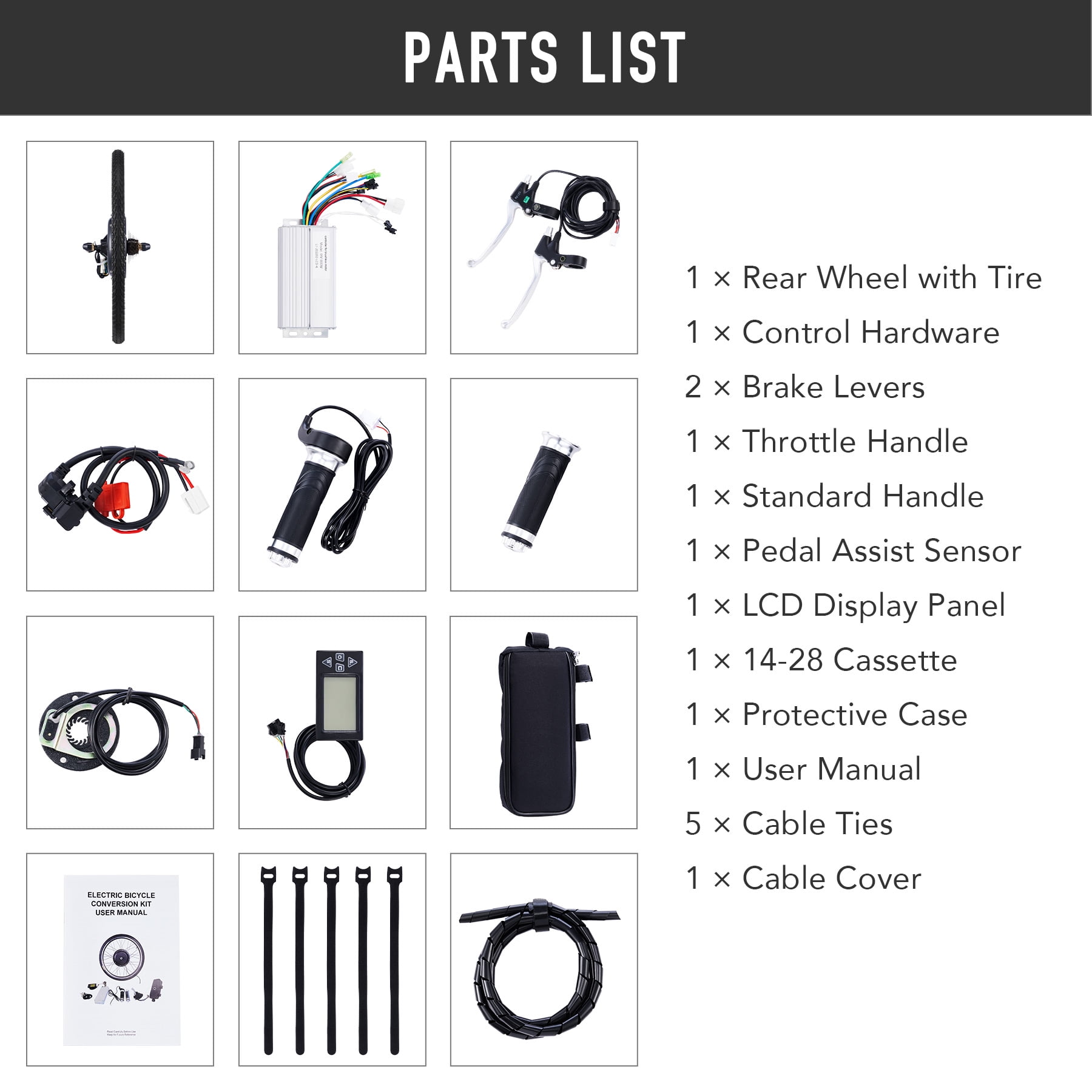 Viribus Electric Bike Conversion Kit 26" Rear Wheel 1000W Hub Motor LCD eBike DIY Set
