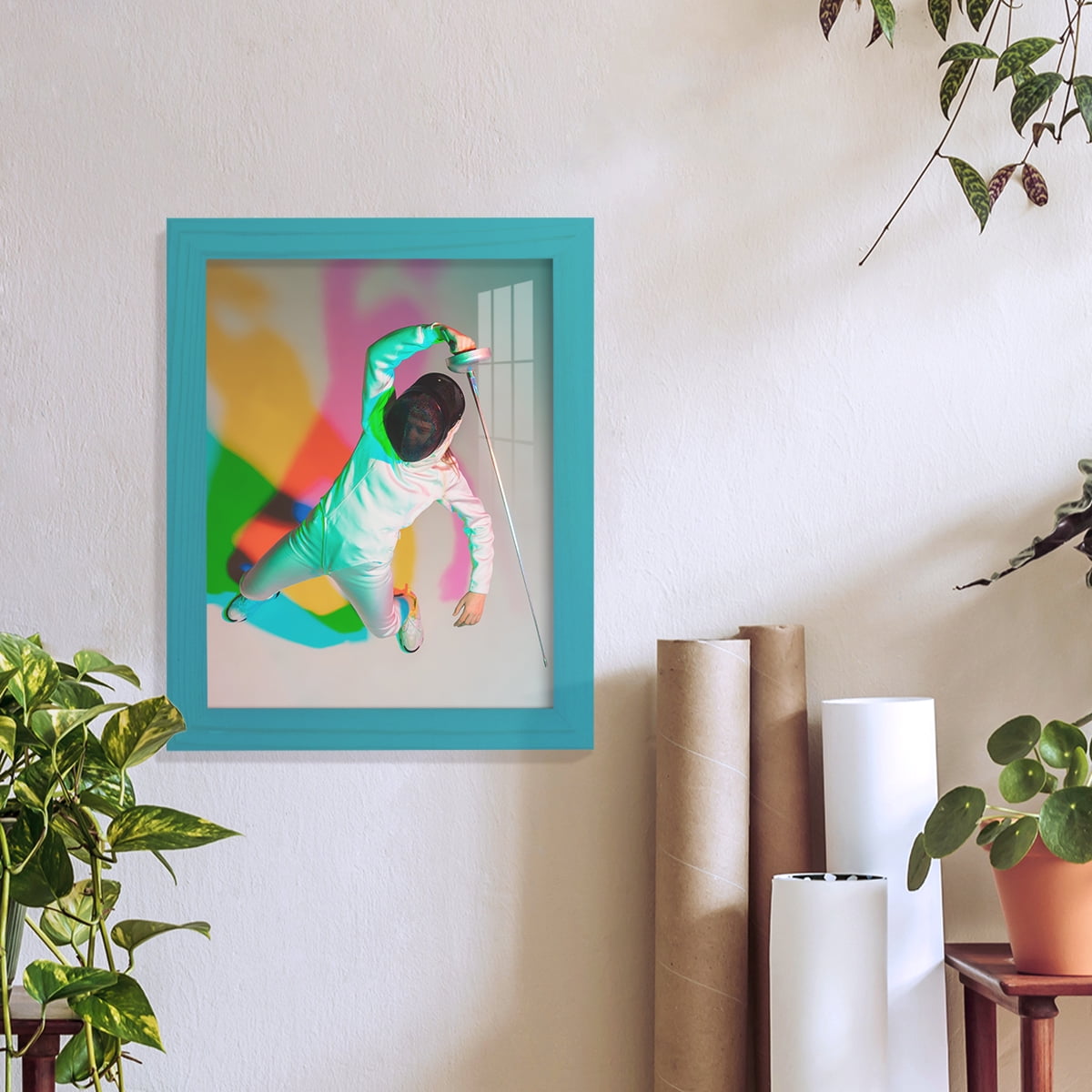 8x10 Wood Grain Picture Frame - Cyan