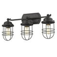 thumbnail image 4 of Golden Lighting Seaport 3-Light Semi-flush in Matte Black with Black Metal Cage, 4 of 4