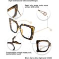 thumbnail image 4 of Oversized Square Blue Light Blocking Glasses Eye Strain Glare Pearl Inlay Arm Cat Eye Fashion Eyewear B2639, 4 of 4