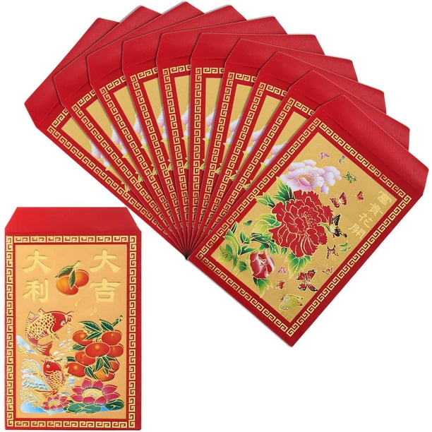 Enveloppes rouges chinoises Nouvel An Enveloppe d'argent chanceux