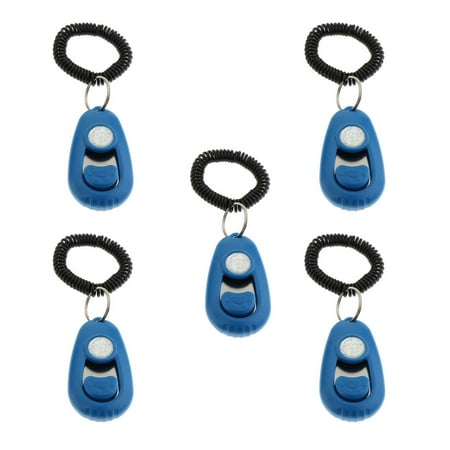 5 Count Dog Lovers First Trainer Click Puppy Training Obedience Agility Trainer Aid Wrist Strap Blue