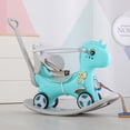 thumbnail image 6 of Rocking Horse for Kids, Balance Riding Horse with 4 Wheels, Toddler Ride on Toy with Push Handle for Boys & Girls, Ages 12 Months to 3 Years, Blue, 6 of 7