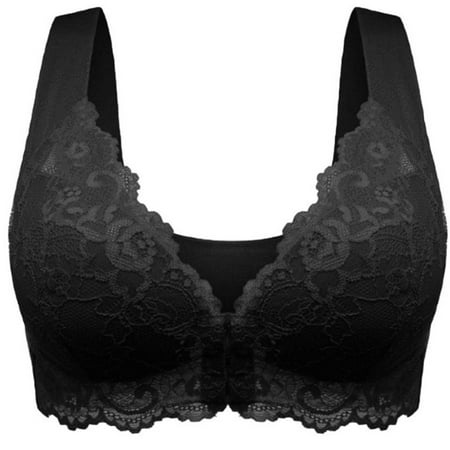 

HOTYA Womens Seamless Wireless Front Closure Bras Push Up Full Coverage No Underwire Wide Strap Bralette Underwear for Daily