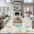 thumbnail image 4 of Teal Seahorse Starfish Washable Living Room Rugs 6'x9', Summer Beach Coral Shell Retro Low Pile Throw Large Area Rug Non-Slip Sturdy Edge Binding Carpet for Dining Room Kitchen Office, 4 of 9