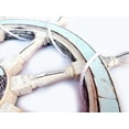 thumbnail image 3 of Nagina International Antique Ocean Light Blue Decorative Vintage Rope Ship Wheel - Pirate Home Decor Wall Hanging Gifts (18 Inches), 3 of 5