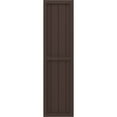 thumbnail image 4 of Ekena Millwork 14"W x 38"H Americraft Four Board Exterior Real Wood Two Equal Panel Framed Board-n-Batten Shutters (Per Pair), Raisin Brown, 4 of 9