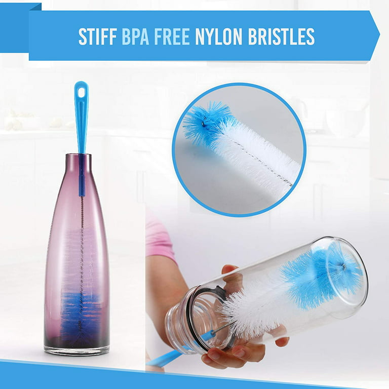 Long Bottle Brush Bottle Cleaner Nylon Bristles Stainless Steel