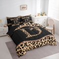 thumbnail image 4 of Homewish Fashion Initial Letter Bedding Comforter Set 7pcs, Chic Monogrammed D Queen Bedding Sets, Kawaii Cheetah Bowknot Reversible Queen Sheet Sets, Lightweight Room Decor, 4 of 8