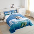 thumbnail image 3 of Polar Bear Comforter Set King Size,Cute Wild Animal Natural Arctic Glacier Bedding Set for Adults Room,Watercolor Blue White Ice Lake Down Comforter,3 Pcs 2 Pillowcases, 3 of 6