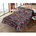 thumbnail image 4 of Ambesonne Garden Scene Fitted & Flat Sheet with Shams 4 Pcs Set, Boho Floral Vintage, Full, Pale Sky Blue Dark Coral, 4 of 5