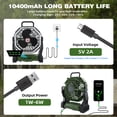 thumbnail image 4 of Roykaw 10400mAH Rechargeable Camping Fan with Ultra-bright LED Light, 4-Speed Wind & 3-Level Light, 4 of 9