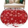 thumbnail image 6 of Christmas Red Round Rug 5ft Washable Circle Kitchen Rugs Non Slip Snowflake Xmas Ball Winter Large Area Rug Indoor Floor Carpet for Bedroom Living Room Home Office Dining Room Nursery, 6 of 8