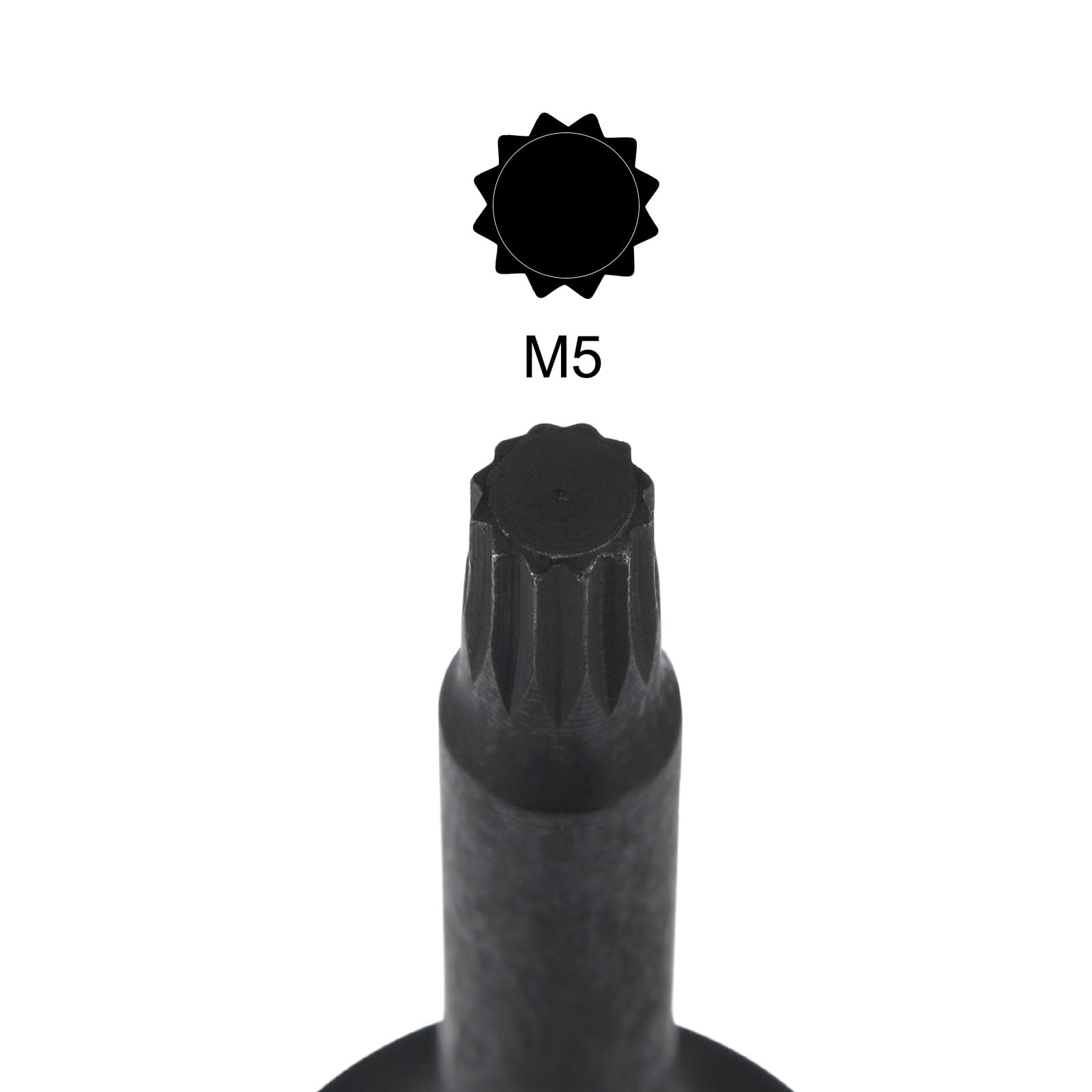 uxcell 3/8 Drive Impact Triple Square Spline Bit Socket Set M5 M14 CR-MO 7-Piece Metric 60mm Length