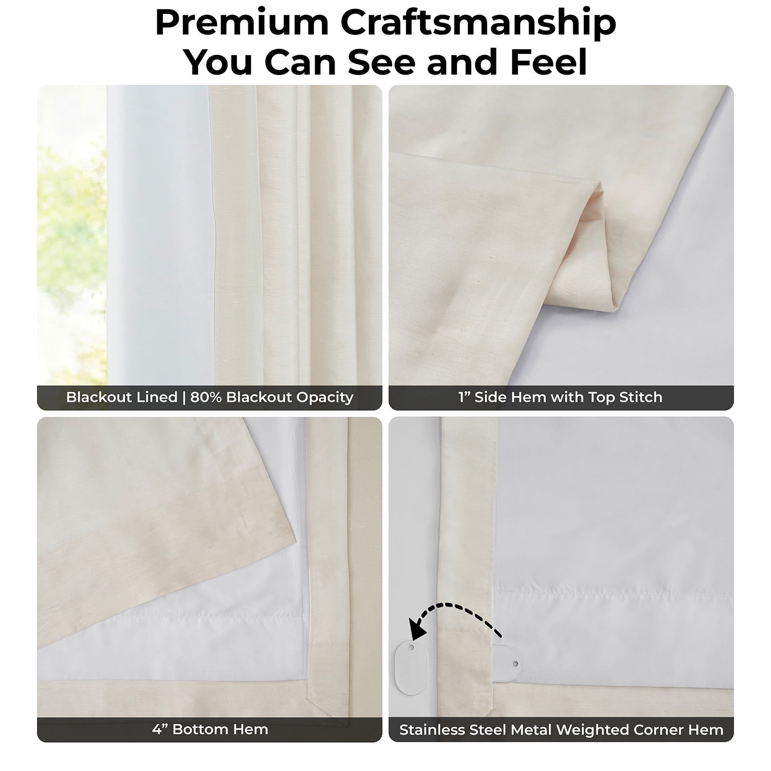 Half Price Drapes Off White Silk Blackout Curtains for Bedrooms(1 Panel),50WX 120L