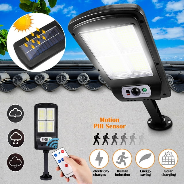 216LED Motion Solar Street Lights Remote Control Parking Lot Lights