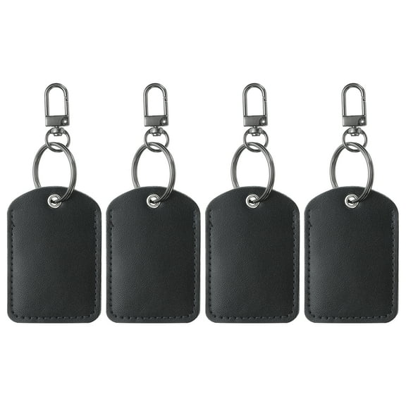 Uxcell Leather Key Fob, 4 Pack Genuine Leather Key Fobs DIY Keychain Holder for Home Office Keys, Black