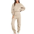 thumbnail image 2 of Women's Athletic Sets 2 Piece Outfits Fashion Oversized Sleeve Tops And Pants Sweatsuit Cozy, 2 of 8