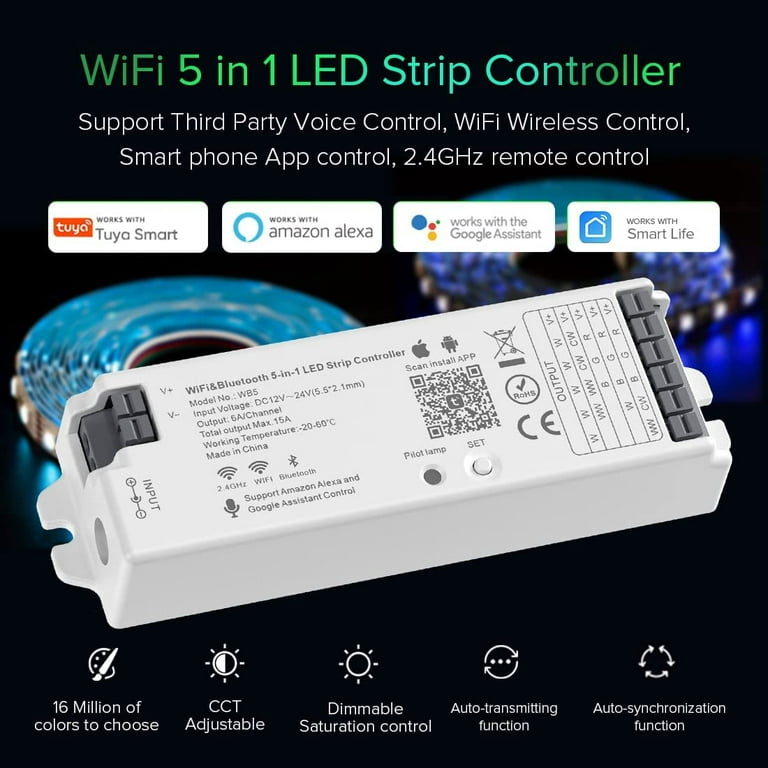 Tuya Smart WiFi RGBW Led Strip Controller Works with Alexa google