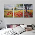 thumbnail image 3 of ONETECH Wall Decor for Living Room Large Wall Art Red Yellow Flowers Canvas Art Wall Decor for Bedroom Modern Home Decor Framed, Nature Prints Artwork Wall Decorations 12''x16''X3 Panels, 3 of 4