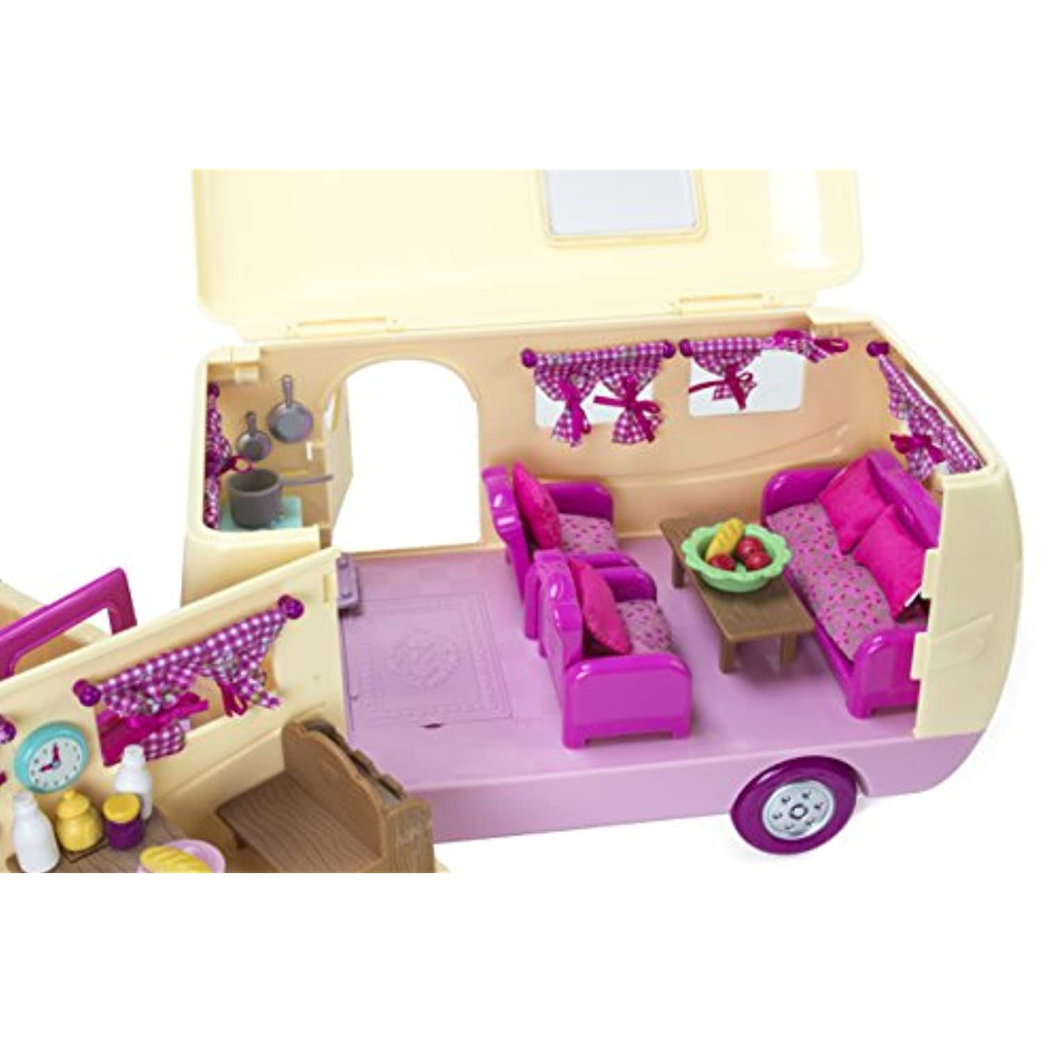 and 38 Interactive Accessories Lil Woodzeez Happy Camper Playset with Car Camper