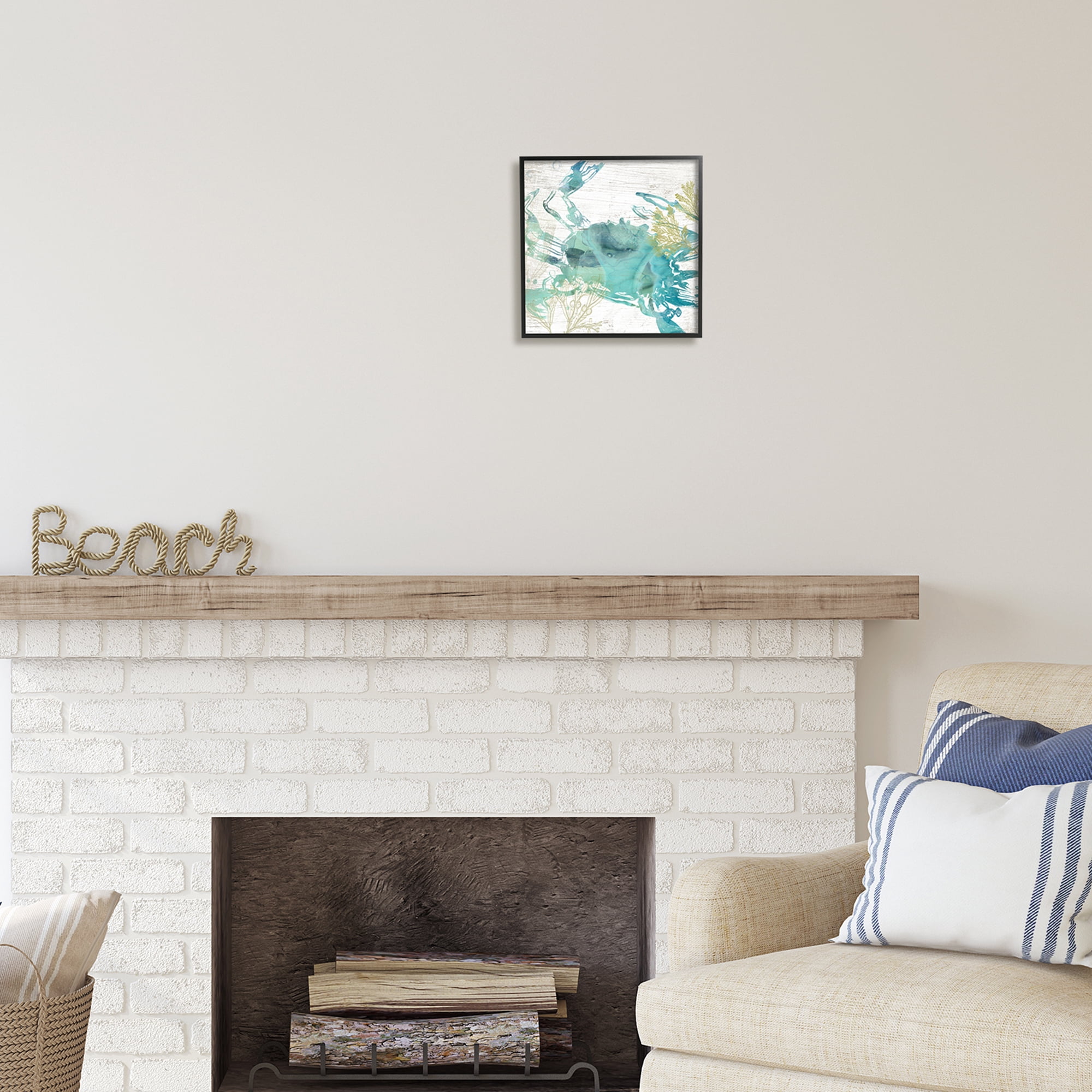Stupell Industries Abstract Blue Crab Animals & Insects Painting Black Framed Art Print Wall Art, 12 x 12