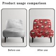thumbnail image 5 of ZIATUBLES Small Armless Couch Cover Washable Slipper Chair Slipcover Soft Spandex Couch Cover Removable Stretch Chair Protector Cover Decor , Ho Santa Claus Candy Cane Snowflake Red, 5 of 7