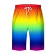 thumbnail image 3 of JUNWELL Men‘s Swim Trunks 9 Inch Inseam Bathing Suit Hawaiian Swimsuits Fashion Gradient Beach Shorts Quick Dry Elastic Waist Drawstring Surfing Boardshorts with Pockets Black 3XL, 3 of 4