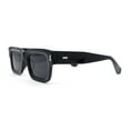 thumbnail image 3 of Womens Mod Narrow Rectangle Thick Plastic Horn Rim Sunglasses All Black, 3 of 4