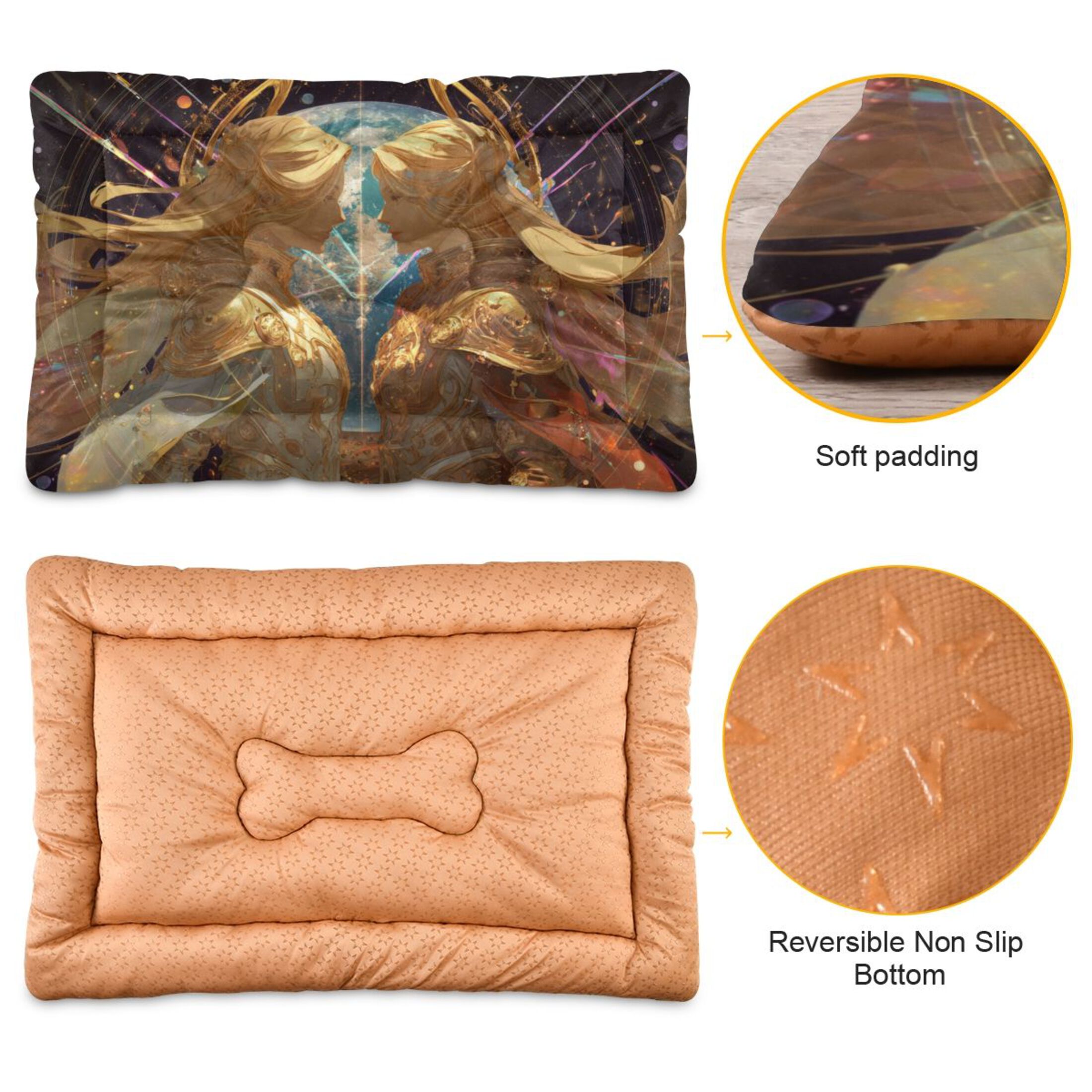 Cozy Mat Pet Bed Indoor Outdoor Warm Soft For Cat Dog Puppy(S/M) Golden Armor Angel