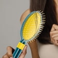 thumbnail image 1 of Cushion Comb | High Cranial Hair Massage Brush | Green Polyester | Ergonomic Handle | Scalp Stimulator | Detangle & Style Tool | 1 Piece | 23x8x5 cm, 1 of 6