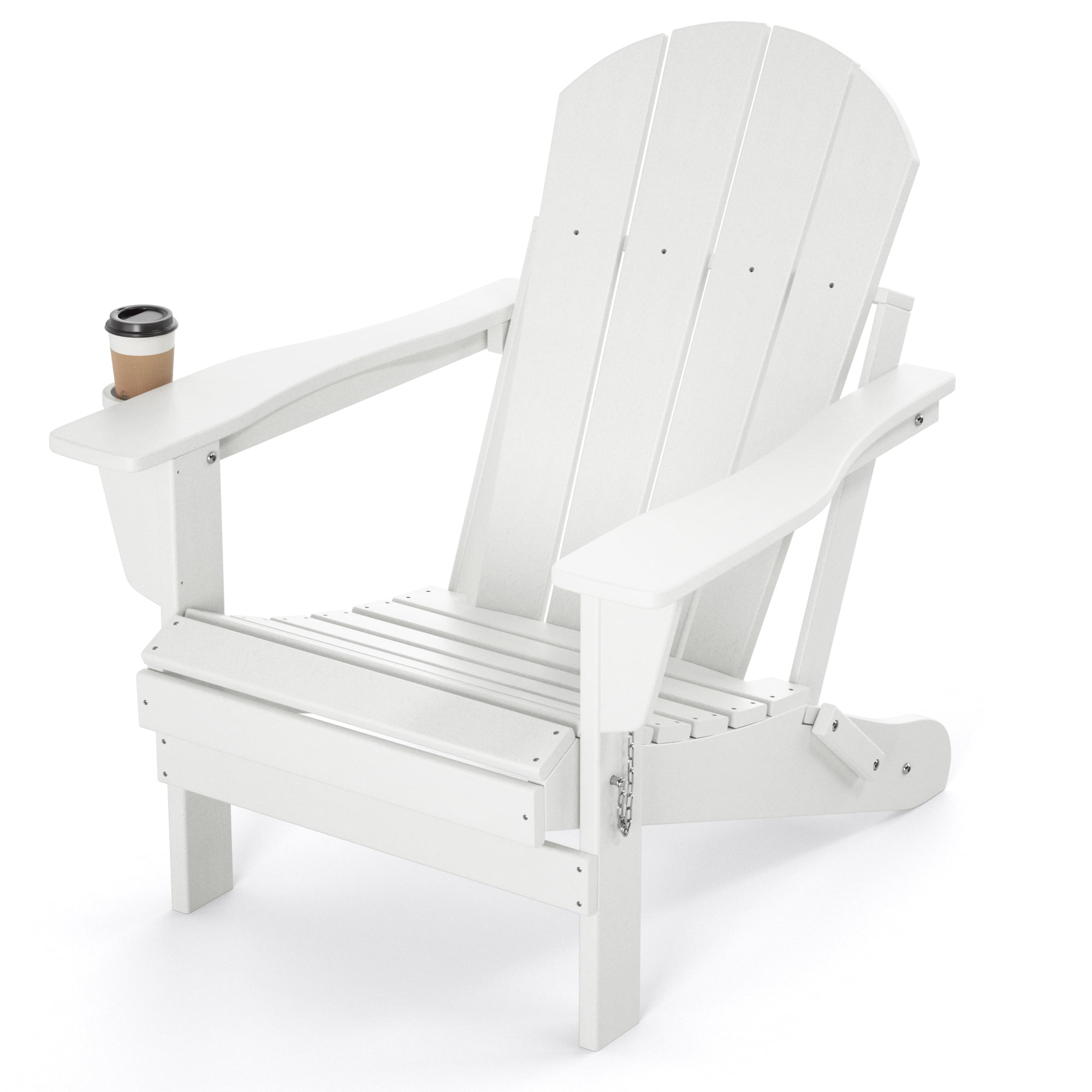 TORVA Folding Adirondack Chair with Cup Holder, Outdoor Furniture All