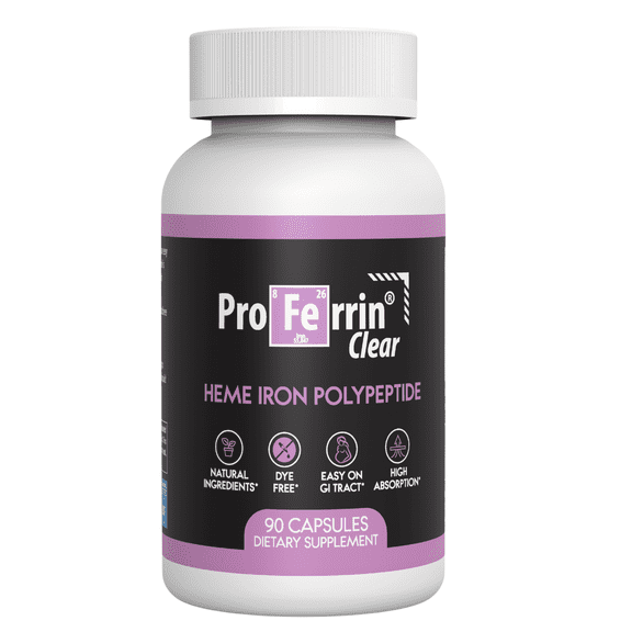 Proferrin Clear Heme Iron Supplement, 90 Capsules- Superior Absorption, Easy on The Gut, Natural, Made in The US