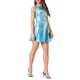 thumbnail image 4 of Vestido sin mangas de cintura alta brillante y ajustado para mujer Inspire Chic, mini vestido azul XS, 4 of 6