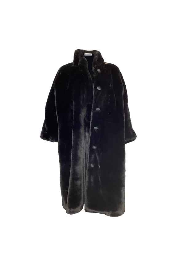 Pre-Owned Balenciaga Faux Fur Coat in Black Polyester